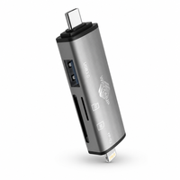 Petit lecteur de carte SD double tête USB C et USB A avec USB3.0 5 Gbps 5 en 1 compatible avec MacBook Type-C Téléphones Hub USB