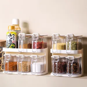 Citylife 일본식 주방 플라스틱 식료품 저장실 조미료 항아리 조미료 용기 세트 쌓을 수있는 향신료 저장 용기