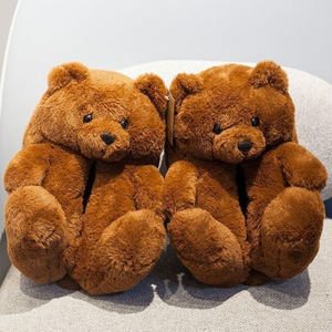 Chaussons d'hiver en peluche chaude antidérapants légers à bout fermé, style Teddy Bear, couleurs personnalisées pour femmes - Product Image 2