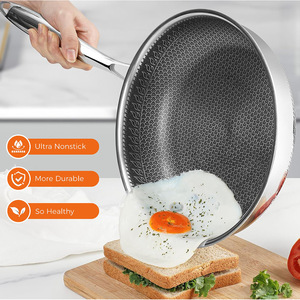 Three Layer Stainless Steel Ceramic Coated Frying <b>Pan</b> Nonstick Round <b>With</b> <b>Lid</b> 12 Inch For Cooking - Product Image 3