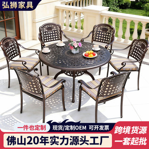 Juego de Mesa de Jardín de Aluminio Fundido para 6 Personas, Muebles Tradicionales para Patio, Resistentes a la Intemperie - Product Image 5