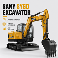 Excavatrice Sany SY60 d'occasion en excellent état, 6 tonnes, sur chenilles, pour travaux agricoles et de construction, machine d'excavation Sany