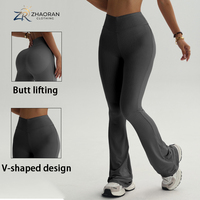 Pantalon de survêtement évasé style danse, effet seconde peau, rehausseur de hanches, coupe cloche, en Spandex/Polyester, infroissable, ajusté