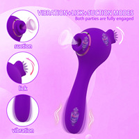 3-in-1 Luftdruck-Vibrator Klitoris-Stimulator Saugfunktion Zungenlecken Doppelmotor Mehrere Geschwindigkeiten Wasserdicht USB-Aufladbar Massagegerät