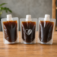 Pochette réutilisable de 30 ml avec bec verseur pour café expresso, petit sachet portable à fond plat pour concentré de café