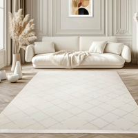 Turkua Home Liva Cream Grid Geometric Chenille Rug 7mm Washable Non Slip Polyester Cotton Modern Living Room Home Floor Grey