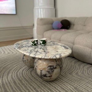 Custom Calacatta Viola Marble <strong>Coffee</strong> <strong>Table</strong> <strong>Oval</strong> With Solid Leg Living Room Center <strong>Table</strong> Modern Luxury End <strong>Table</strong> - Product Image 4
