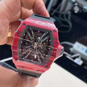 Luxury 12-01 Carbon Fiber <b>Skeleton</b> <b>Automatic</b> <b>Watch</b> Men RM Style Tonneau Sapphire Crystal Sport Wristwatch - Product Image 2