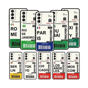 Biglietto di viaggio della città del mondo New York London Label custodia per telefono per <span class=keywords><strong>Samsung</strong></span> S24 S23 S22 S20 Ultra S21 FE 5G S10 S9 Plus S10E S8 <span class=keywords><strong>Cover</strong></span> - Product Image 1