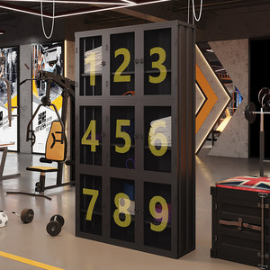Armoire de rangement de style industriel, armoire de présentation et de rangement pour casques, figurines, salle de sport, studio de danse, sports et remise en forme, casier en fer - Product Image 5