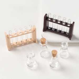 BThc Mini Juego de Soporte para Tubos de Ensayo y Vasos Medidores de Vidrio de Simulación, Accesorio de Escena Experimental en Miniatura, Modelo Complementario - Product Image 1