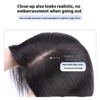 Topper de cheveux humains vierges chinois en forme de U de 13*15cm avec base en soie et dentelle suisse, cheveux raides élégants, vente en gros