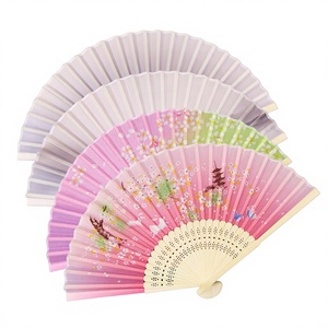 Vente en gros de éventails pliants en bambou de style <span class=keywords><strong>japonais</strong></span> ancien, imprimés de fleurs, couleurs variées, pour événements et encouragements - Product Image 5