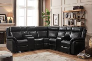 Juego de Sofás de Cuero de Lujo Moderno, Seccional, para Sala de Estar de Apartamento - Product Image 6