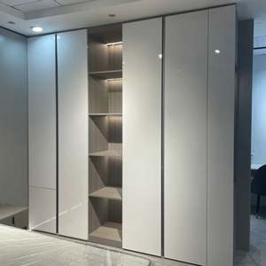 Santopova Closet <b>Wardrobe</b> with Mirror Swing Door Wooden 5 Door Armoire Black Modern <b>Wardrobe</b> - Product Image 2