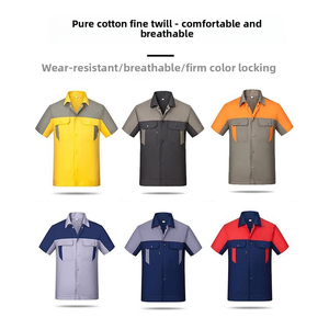 Mono media de algodón de manga personalizable, uniforme de seguridad transpirable de alta calidad para ropa de trabajo mecánica de verano - Product Image 4