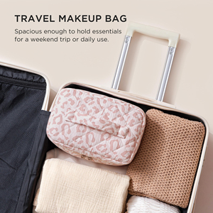 Bolsa de Cosméticos Acolchada Grande, Bolsa Organizadora de Artículos de Aseo para Viaje para Mujeres y Niñas, Linda Bolsa de Maquillaje de Algodón - Product Image 3