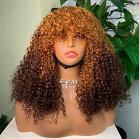 Peluca Pixie de Alta Densidad con Flequillo, Cabello Virgen Vietnamita 100% Súper Doble Trama, Pelucas Rizadas Pixie Sin Pegamento para Vendedores