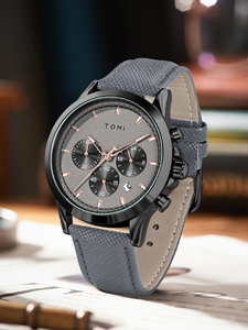 Montres de sport pour hommes haut de gamme, quartz, bracelet en cuir personnalisé, boîtier en alliage, montre-bracelet pour homme de qualité supérieure pour un usage quotidien - Product Image 5