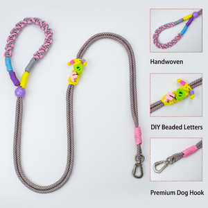 Correa para Perro Tejida a Mano con Cuentas de Letras DIY, Correa de Paracord Ajustable y Clip Metálico - Product Image 5