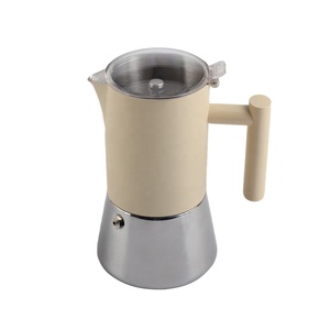 Cafetera Moka de Acero Inoxidable, Compatible con Estufas de Inducción, con Tapa Transparente de Plástico, para 2/4/6/10 Tazas - Product Image 1