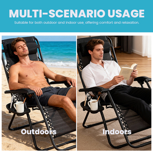 モダンデザイン調節可能屋外レジャー折りたたみ式無重力チェアソフトパッド日光浴ステンレス鋼リクライニング中庭用 - Product Image 4