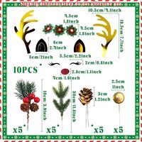 Kit de décoration de gâteau visage de renne, bois de renne doré, poinsettia, pomme de pin, baie, aiguille de pin, fournitures de fête de Noël, décorations de gâteau