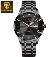 Nouvelle montre en verre POEDAGAR 978 pour homme, montre de business étanche, horloge masculine lumineuse avec date, acier inoxydable, quartz