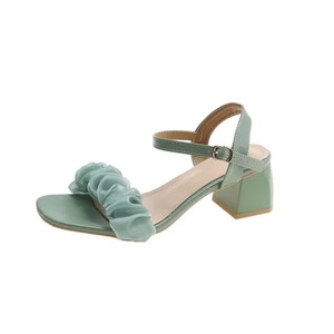 Sandalias de Verano Verdes al por Mayor para Mujer, de Moda Casual para Exteriores, con Punta Redonda Abierta, Correa de Tobillo con Hebilla y Tacón Grueso - Product Image 2