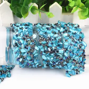 Luxurious blue zircon rhinestone applique trims bridal dress sash belts applique crystal for dress clothing fashion