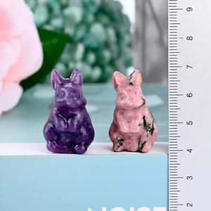 Venta al por Mayor de Tallados de Conejos en Cristal Natural, Tallados a Mano, Artesanías de Piedra de Alta Calidad para Decoración del Hogar, Regalos de Pascua - Product Image 2