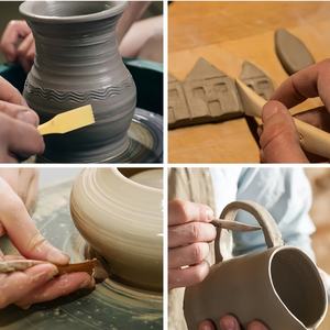 बच्चों के लिए 5 लकड़ी के डिय मिट्टी के बर्तनों के उपकरणों का सेट मजेदार और शैक्षिक मिट्टी - Product Image 6