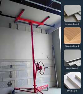 Pengangkat Papan Gypsum Baja Profesional, Hoist <span class=keywords><strong>Drywall</strong></span> Elektrik & Manual untuk Hotel, Beban Maksimum 68kg, Tinggi Angkat 3,35m - Product Image 3