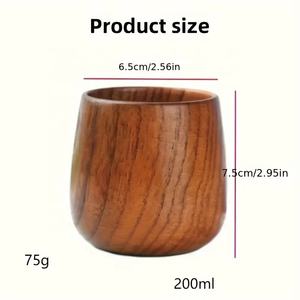 أكواب خشبية يدوية الصنع قابلة لإعادة الاستخدام للقهوة والشاي، أدوات شرب خشبية طبيعية للمنزل والمطبخ والمقهى والبار، سطح أملس مصقول - Product Image 6