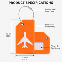 Étiquette de bagage en silicone 3D PVC personnalisée avec logo, de haute qualité, promotionnelle et mignonne