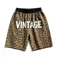 Short en coton French Terry personnalisé, imprimé DTG couleur vintage, haute qualité, motif léopard, idéal pour l'été