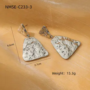Light Luxury Molten Casting Studs Earring Irregular Geometric High Design Jewelry 18K Gold Plated Ear Accessory For Women Girls