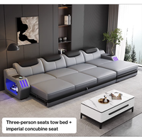 Sofá de Cuero Inteligente de Lujo Moderno con Luz LED y Altavoz, Sillón Reclinable Funcional para Sala de Estar