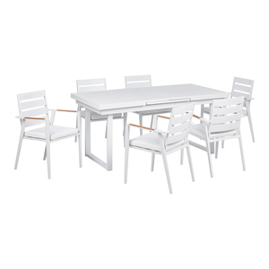 AJUNION, marco de aluminio, muebles de jardín, mesa de comedor extensible, sillas de 6 asientos, ajuste de comedor al aire libre para balcón, restaurante - Product Image 1