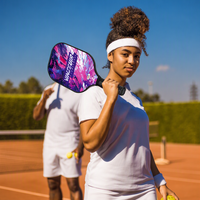 Raquette de pickleball en fibre de verre avec grip antidérapant, décor Nebula Swirl, épaisseur 13,5 mm, ensemble complet d'accessoires pour pickleball