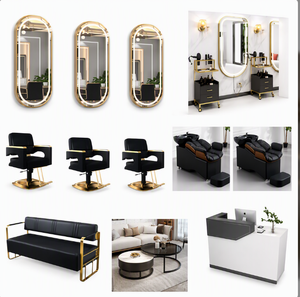Luxury Foldable Hydraulic Pump 360 Degree Rotate Salon Furniture Set Equipment Black Gold White Gold Beauty Barber Shampoo - Product Image 1