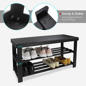 Zapatero de bambú personalizado, estante de almacenamiento organizador de zapatos de 3 niveles para entrada, sala de estar, Zapatero de madera - Product Image 3