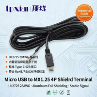 Kabel Micro USB ke MX1.25 4P Terlindung UL2725 28AWG dengan Aluminium Foil Anti-interferensi untuk Modul Kamera Scanner