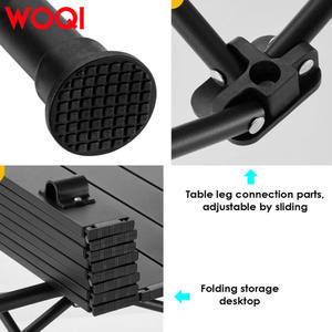 Ensemble table et chaises pliantes Woqi Outdoor 6 places, portable, en aluminium, pour jardin, pique-nique, camping, design minimaliste noir - Product Image 4