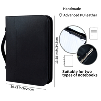 Carpeta de Piel Sintética con Asa, Organizador de Anillas de 4 Anillos, Calculadora Integrada, Múltiples Bolsillos para Documentos de Negocios, Entrevistas y Reuniones