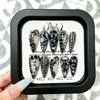Faux ongles à presser faits main de style INS, longueur moyenne, de luxe, réutilisables, vente en gros
