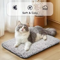 Couverture chauffante de luxe auto-chauffante en polaire berbère à rayures imprimées pour animaux de compagnie, fournitures chaudes pour niche, lit amovible pour chiens et chats