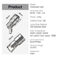 Projecteur LED encastrable robuste en acier inoxydable 304, étanche IP68, haute puissance, pour piscine et jardin, pour projets à Dubaï