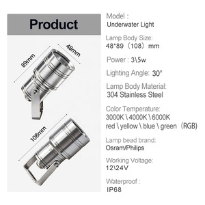 Projecteur LED encastrable robuste en acier inoxydable 304, étanche IP68, haute puissance, pour piscine et jardin, pour projets à Dubaï - Product Image 2