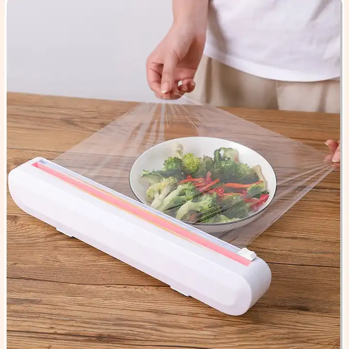 Plastic Cling Wrap Dispenser Refillable Kitchen Wrap Cutting Box